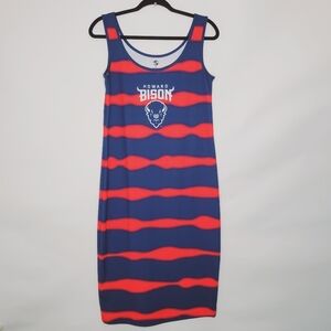 Howard Bison Midi Tank Dress Size M Sleeveless Scoop Neck Blue and Red Pullover